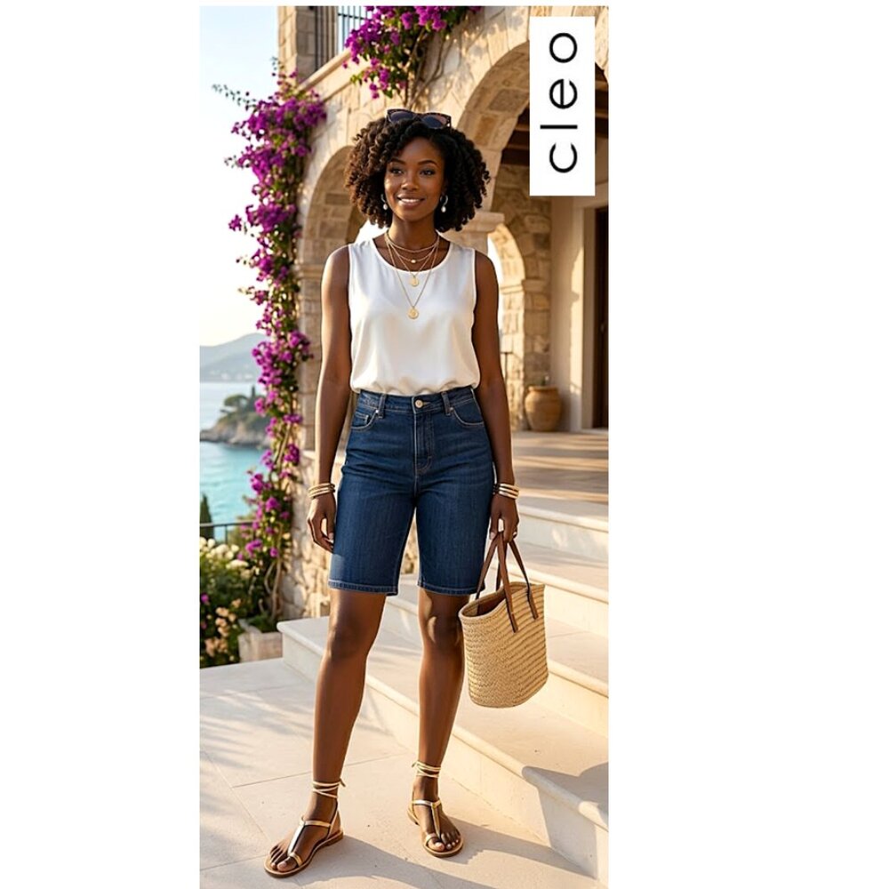 (3 for $30) CLEO - Blue jean cotton blend shorts - Every Body style